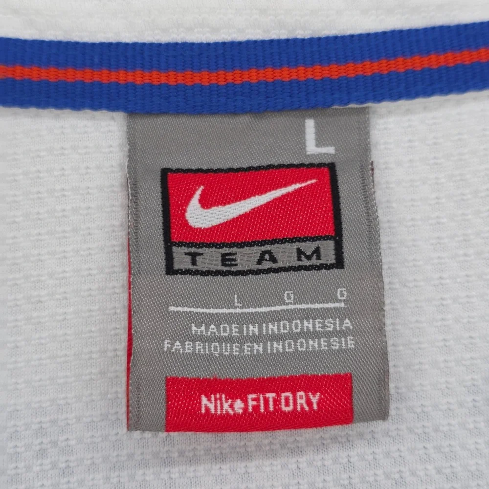 Vintage Florida Gators Nike Team Polo Shirt Mens L White Blue FIT DRY Athletic